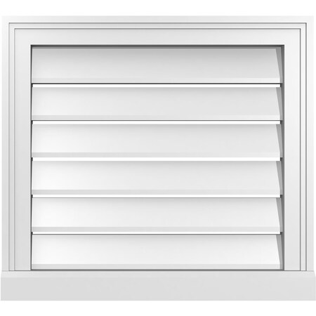 Ekena Millwork Vertical Surface Mount PVC Gable Vent: Functional, w/ 2"W x 2"P Brickmould Sill Frame, 22"W x 20"H GVPVE22X2003SF
